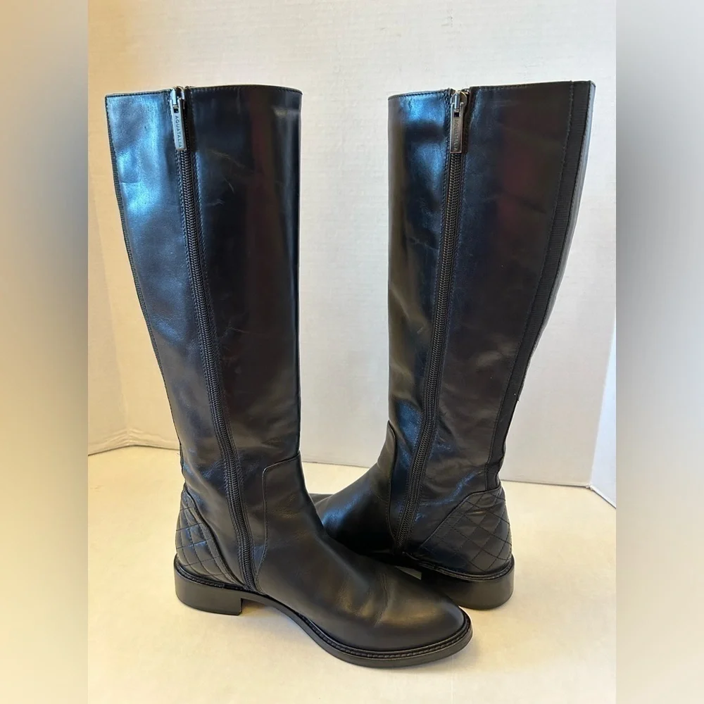 Aquatalia Geneva diamond toe water proof black leather riding boots in size 7. J